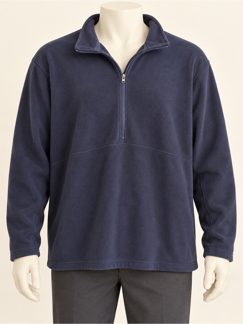 Landsβ End Menβs 2XL Navy Blue Fleece Half-Zip Pullover 50β52